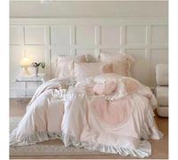 JQQJZLC Set di Biancheria da Letto a Quattro Pezzi a Quattro Pezzi Pink 1000tc Principessa da Letto da Sposa da Sposa Love Flowers Rose Ruffles Duffles Copertina Set Fogli Felewcase (Foglio a Letto