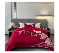 JQQJZLC Set di Biancheria da Letto a Quattro Pezzi in Cotone Bianco Luxury Ricamo a Farfalla da Letto Piumino Copripiumino Foglio in Lenzuolo Cover a Doppia Dimensione Cover del Letto a Quattro