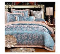JQQJZLC Set di Biancheria da Letto a Quattro Pezzi Set Completo Regina da 4 Pezzi da Ricamo Raso Jacquard Paisley Oro lettiere di Lusso Set di Coperchio trapunte Morbido Set di Cuscinetti Set di