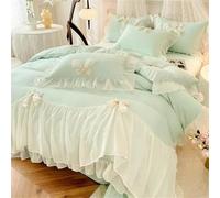 JQQJZLC Set di Biancheria da Letto Bianca King Full Full Full Queen 4 con Increspatura del Piumino Lavato o Foglio a Monte e federe (Qianyu, 1,2 m Foglio 3pcs)