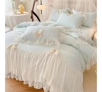 JQQJZLC Set di Biancheria da Letto Bianca King Full Full Full Queen 4 con Increspatura del Piumino Lavato o Foglio a Monte e federe (Qianyu, 1,2 m Foglio 3pcs)