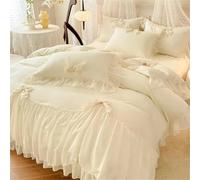 JQQJZLC Set di Biancheria da Letto Bianca King Full Full Full Queen 4 con Increspatura del Piumino Lavato o Foglio a Monte e federe (Qianyu, 1,2 m Foglio 3pcs)