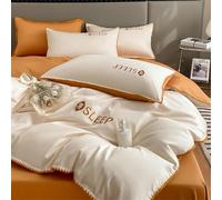 JQQJZLC Set di coperture del piumone Semplice, 4 Pezzi Opulence Solid Cotone Letting Set, Elegante Foglio da Letto a Doppia Faccia da Lati con Chiusura con Cerniera per Tutta la Stagione (Arancione,