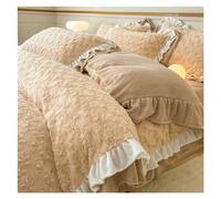 JQQJZLC Set di coperture per piumone Jacquard Rose Velvet Ruffle Set di coperture peruminose, 4 Pezzi Fuzzy Puntore Piumino Coperchio, 1 Coperchio del piumone da Letto con Chiusura con Cerniera e 2