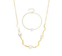 JQQJZLC Set di Gioielli di Gioielli 925 per Donne - Set di Collana Regolabile a Sospensione Perla Irregolare della Moda, Set di Gioielli da Ballo Glitter Set da Sposa Accessori per la Sposa