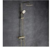 JQQJZLC Set di rubinetti termostatici per doccia dorati, 25 cm, montaggio a parete, miscelatore a pioggia, combinato con beccuccio, doccetta rotonda con