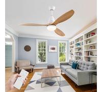 JQQJZLC Ventilatori a soffitto da 42 '' con luci e Legno remoto, ventilatori a soffitto Silenzioso 6 velocità 3 Colori reversibili, lampadario alla Luce della Ventola con Timer, soffitto della