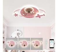 JQQJZLC Ventilatori a soffitto Silenzioso con luci e Ventilatore a soffitto a LED con Telecomando con Lampada Reversibile a 6 velocità lampadari per Bambini dimmerabili con Ventola per la Camera da