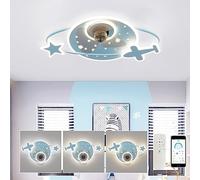 JQQJZLC Ventilatori a soffitto Silenzioso con luci e Ventilatore a soffitto a LED con Telecomando con Lampada Reversibile a 6 velocità lampadari per Bambini dimmerabili con Ventola per la Camera da