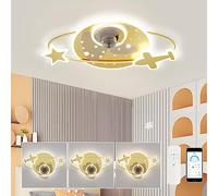JQQJZLC Ventilatori a soffitto Silenzioso con luci e Ventilatore a soffitto a LED con Telecomando con Lampada Reversibile a 6 velocità lampadari per Bambini dimmerabili con Ventola per la Camera da