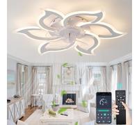 JQQJZLC Ventola della Luce soffitto a soffitto da 80 cm Silenzioso a 6 velocità reversibili ventilatori a soffitto fmodern con luci e Telecomando, lampadario a ventole a soffitto a soffitto a LED