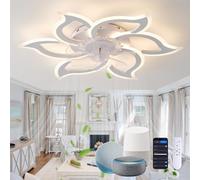 JQQJZLC Ventola della Luce soffitto a soffitto da 80 cm Silenzioso a 6 velocità reversibili ventilatori a soffitto fmodern con luci e Telecomando, lampadario a ventole a soffitto a soffitto a LED
