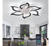JQQJZLC Ventola della Luce soffitto a soffitto da 80 cm Silenzioso a 6 velocità reversibili ventilatori a soffitto fmodern con luci e Telecomando, lampadario a ventole a soffitto a soffitto a LED
