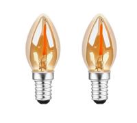 JQslight Confezione da 2 lampadine a candela E12, 2200 K, bianco ambrato caldo, LED da 0,5 W (equivalente a 5 W), lampadina a filamento vintage C7, base a vite piccola per lampade di sale, luci