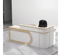 JQslycdmv Banco Reception A Forma Di L Con Cassetti Chiudibili A Chiave, Vassoio Per Tastiera E Mobiletto Portaoggetti, Per Reception, Cassiere, Servizio Clienti(A,Right,140X60X100CM)