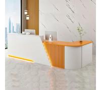 JQslycdmv Banco Reception A Forma Di L, Con Cassetti, Ripiani Portaoggetti, Per Hall, Scuola, Mostra D'arte(C,Right,140X60X100CM)