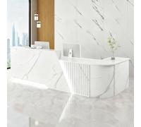 JQslycdmv Banco Reception A Forma Di L, Con Cassetti, Ripiani Portaoggetti, Per Hall, Scuola, Mostra D'arte(A,Right,150X60X100CM)