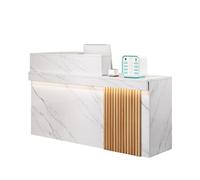 JQslycdmv Banco reception a forma di L con cassetto portadocumenti chiudibile a chiave, Soluzione di front desk for vendita al dettaglio e ospitalità(White-left,140cm)