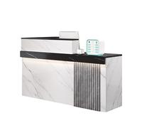 JQslycdmv Banco reception a forma di L con cassetto portadocumenti chiudibile a chiave, Soluzione di front desk for vendita al dettaglio e ospitalità(Grey-left,200cm)