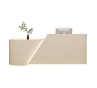JQslycdmv Banco reception moderno con cassetto chiudibile a chiave e illuminazione LED, nessuna installazione for registratore di cassa, hall, salone di bellezza(Beige-Right,300cm)