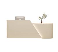 JQslycdmv Banco reception moderno con cassetto chiudibile a chiave e illuminazione LED, nessuna installazione for registratore di cassa, hall, salone di bellezza(Beige-Left,220cm)