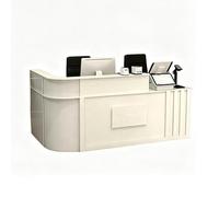JQslycdmv Banco reception professionale a forma di L con cassetto chiudibile a chiave, vassoio for tastiera, armadio portaoggetti, for ufficio, salone, clinica(White-Right,200cm)