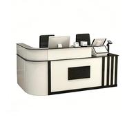JQslycdmv Banco reception professionale a forma di L con cassetto chiudibile a chiave, vassoio for tastiera, armadio portaoggetti, for ufficio, salone, clinica(Black-Right,280cm)