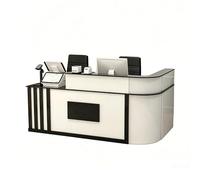 JQslycdmv Banco reception professionale a forma di L con cassetto chiudibile a chiave, vassoio for tastiera, armadio portaoggetti, for ufficio, salone, clinica(Black-Left,280cm)