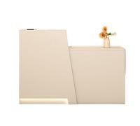 JQslycdmv Bancone Reception, Con luce a LED, cassetto con serratura e supporto per tastiera, reception di hotel, negozi di abbigliamento, pasticcerie, frutterie(Cream left,110cm)