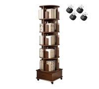 JQslycdmv Libreria Girevole A 5 Ripiani Con Mobiletto Portaoggetti, Libreria Girevole A Torre Con Ruote, Scaffale In Legno Con Esposizione A 360°, Per Piccoli Spazi(A)