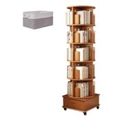 JQslycdmv Libreria Girevole A 5 Ripiani Con Rotazione Di 360°, Struttura In Legno Massello E Robusta, Ampio Spazio Di Archiviazione, Per Ufficio Domestico, Soggiorno(B)