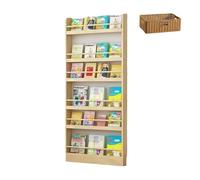 JQslycdmv Libreria In Legno A 3/4/5/6 Ripiani Dietro La Porta, Alta E Stretta Da Pavimento, Libreria Sottile In Legno Di Pino, Per Libri, Camera Da Letto, Soggiorno(120CM(6))