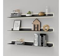 JQslycdmv Mensole Illuminate, Scaffali Portaoggetti Espositori Sospesi Realizzati In Metallo Con Buona Capacità Di Carico Adatti A Librerie Con Più Libri(150x20x6.8cm)