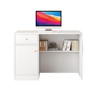 JQslycdmv Piccolo banco reception moderno con cassetti e ante, molto spazio for ufficio, salone o caffetteria(Warm white,100cm)