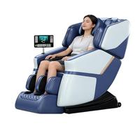 JQslycdmv Poltrona Massaggiante Di Livello Commerciale, gravità Zero Profonda Massaggio Gambe Diversi Programmi Di Massaggio Controllo A Manopola Pelle Resistente All'usura(Blue)