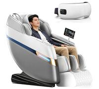 JQslycdmv Sedia Da Massaggio 4D, massaggio Alla Schiena Reclinabile SL Dual Orbit Bluetooth Musica Funzione Di Massaggio Del Piede(White)