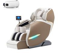 JQslycdmv Sedia Da Massaggio Shiatsu A Gravità Zero, reclinatore Elettrico Per Tutto Il Corpo Con Riscaldatore Per La Schiena Bluetooth Per L'ufficio A Casa Rullo In Piedi(Beige)