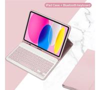 JQVDE Custodia Adatta for iPad 10a Generazione 2022 da 10,9 Pollici con Tastiera, Tastiera Bluetooth Wireless Staccabile + Custodia for Tablet Adatta for iPad 10a Generazione(Pink,English Keyboard)