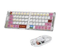 JQVDE Jomaatransparent Bluetooth Tastiera Pieghevole Mouse Combo Tastiera Pieghevole USB con 2400 DPI Silenzioso Mouse Adatto for Computer Portatile(Portuguese Layout,Pink)