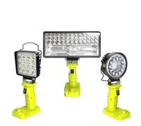 JQVDE Luce di lavoro con allarme a LED, torcia elettrica, proiettore, torcia elettrica, faretto, lampada da campeggio adatta for batteria al litio Ryobi 18V One+ P108(8inch RectangleLamp)