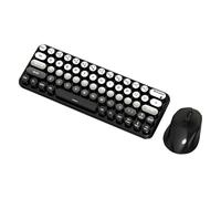 JQVDE Tastiera e Mouse Wireless ergonomici 2.4G Combo 65 Tasti Tastiera a Colori sfumati con Mouse silenziosi Wireless 1600DPI Adatti for PC/Desktop(Russian Layout,Black White Gradient)