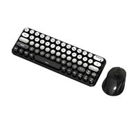 JQVDE Tastiera e Mouse Wireless ergonomici 2.4G Combo 65 Tasti Tastiera a Colori sfumati con Mouse silenziosi Wireless 1600DPI Adatti for PC/Desktop(Hebrew Layout,Mulk Tea)