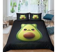 JQZXKNHPRS Avocado CatSet Di Copripiumino ultra microfibra 3 Pezzi stampa 3D con cerniera Kawaii Cute Design copripiumino con federe traspirante ultra morbido for ragazze Super king（260x220cm）