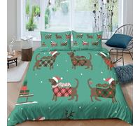 JQZXKNHPRS Christmas dogsSet Di Copripiumino ultra microfibra 3 Pezzi stampa 3D con cerniera festive cartoon style copripiumino con federe soffice ultra morbido for ragazze Super king（260x220cm）