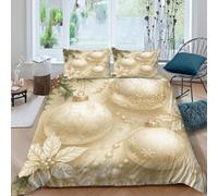 JQZXKNHPRS Christmas OrnamentsSet Di Copripiumino microfibra 3 pezzi motivo 3D con cerniera Elegant Holiday copripiumino incluso federe aiosa ultra morbido for coppie Single（140x200cm）