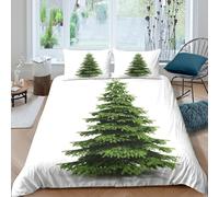 JQZXKNHPRS Christmas treecopripiumino microfibra morbida 3 Pezzi stampa 3D cerniera nascosta Natural evergreen style Set Di Copripiumino con federe per cuscini soffice for adulti Double（200x200cm）