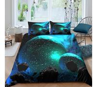 JQZXKNHPRS Cosmic planetcopripiumino microfibra morbida 3 Pezzi stampa 3D con cerniera Galactic space scene Set Di Copripiumino con federe soffice traspirante for ragazzi King（220x240cm）