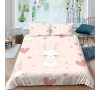 JQZXKNHPRS cute bunny designSet Di Copripiumino ultra microfibra 3 pezzi motivo 3D con cerniera kawaii cartoon style copripiumino con federe soffice ultra morbido for coppie Super king（260x220cm）
