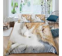 JQZXKNHPRS Cute CatsSet Di Copripiumino microfibra morbida 3 Pezzi stampa 3D con cerniera Cozy Pet copripiumino con federe soffice ultra morbido for ragazze Super king（260x220cm）