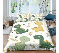 JQZXKNHPRS Cute dinosaur kidscopripiumino ultra microfibra 3 Pezzi stampa 3D con cerniera Cartoon baby dino Set Di Copripiumino con federa soffice morbida for adolescenti Double（200x200cm）